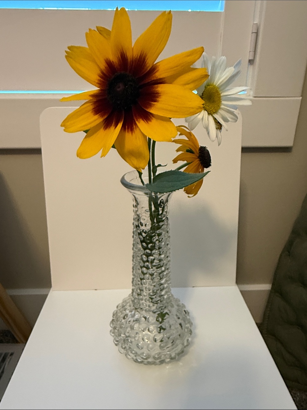 Vintage Brody USA Clear Hobnail Glass Bud Vase 8” Mid Century
